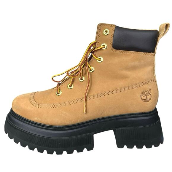 Timberland Women’s Sky Brown Suede Platform Combat Boots Size US 9.5 - Picture 3 of 12